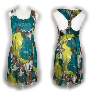 Essentials by ABS Earth-Tone Floral T-Back Dress